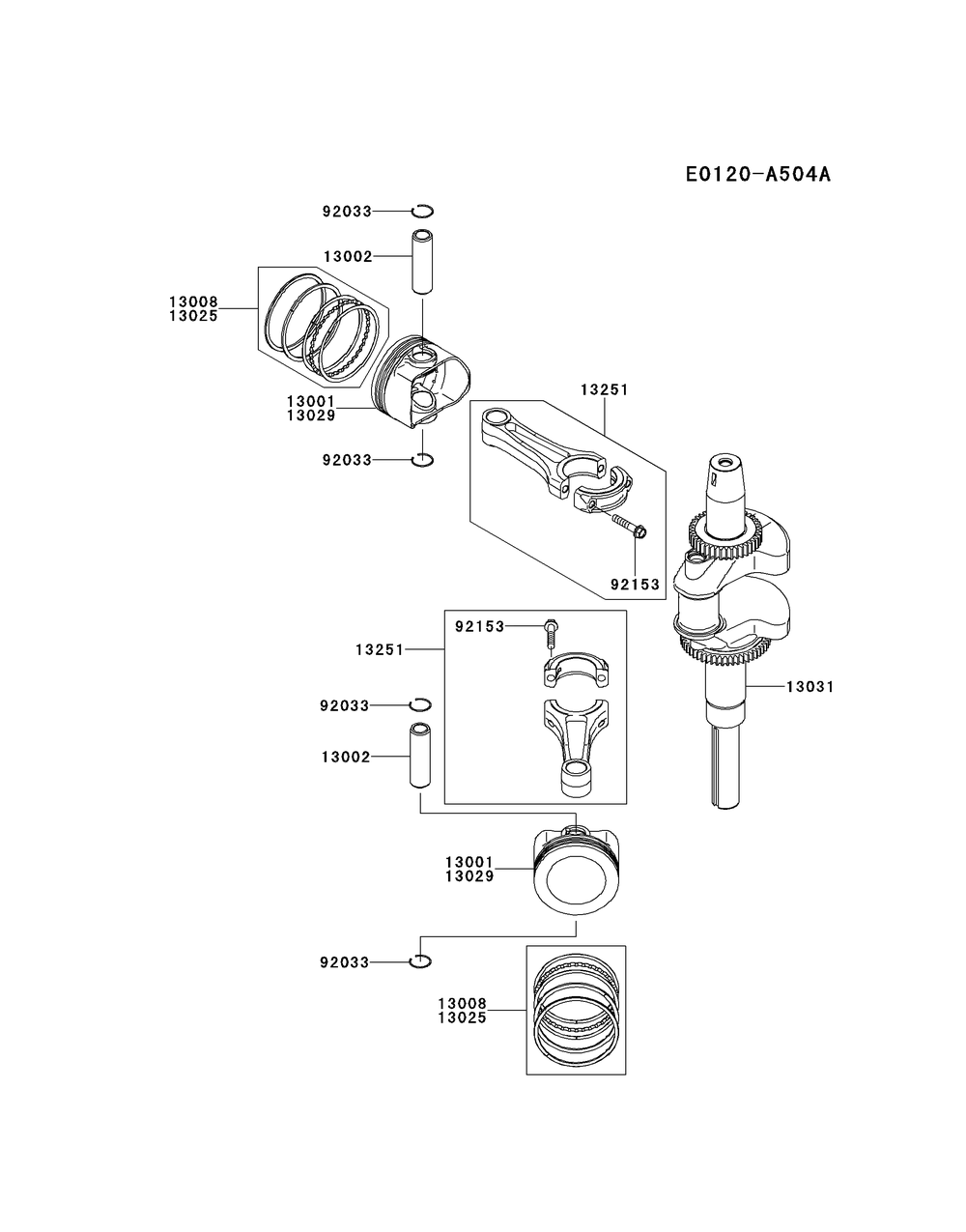 Fxt00v-Ds19 Piston And Crankshaft Diagram and Parts List for FXT00V-DS19  Cub Cadet Lawn Tractor